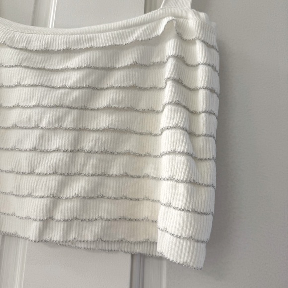 Zara Ribbed Ruffle Knit Cropped Top - Picture 2 of 4